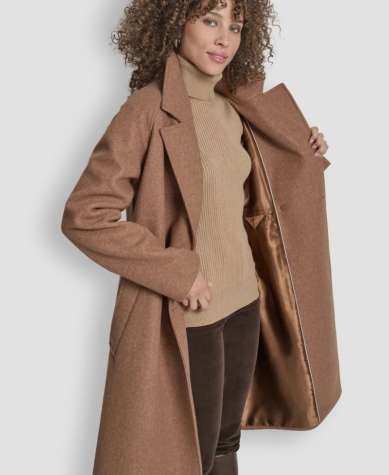Dkny Women's Belted Notch Collar Coat