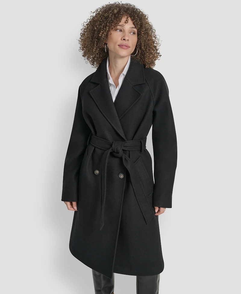 Dkny Women's Belted Notch Collar Coat