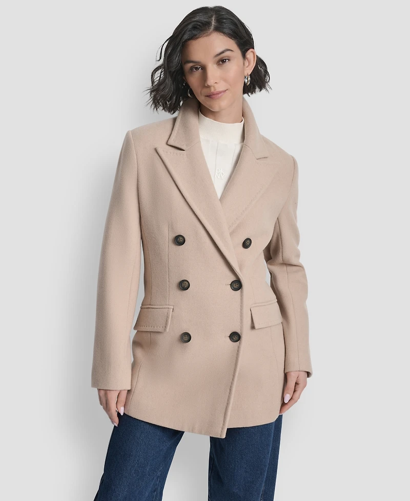 Dkny Women's Short Double-Breasted Belted Coat