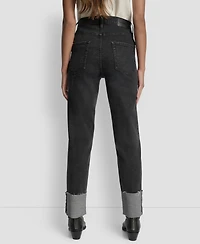 Dkny Jeans Women's High-Rise Classic Cuffed Straight-Leg