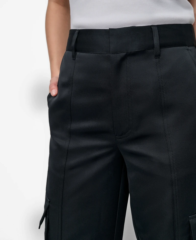 Dkny Jeans Women's High Waist Wide Leg Cargo Pants