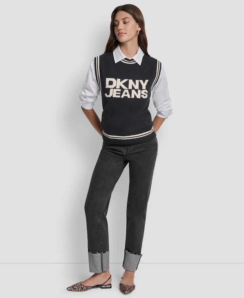 Dkny Jeans Women's Logo Detail Sleeveless Sweater