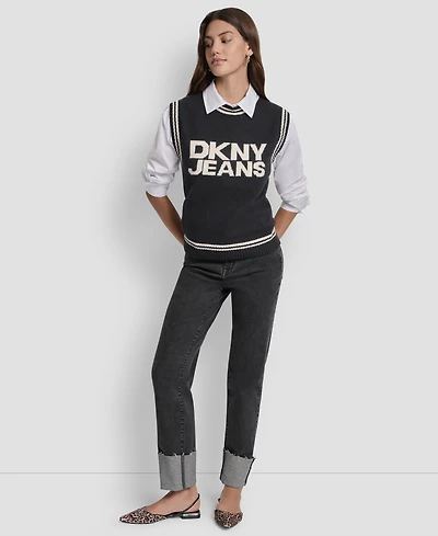 Dkny Jeans Women's Logo Detail Sleeveless Sweater