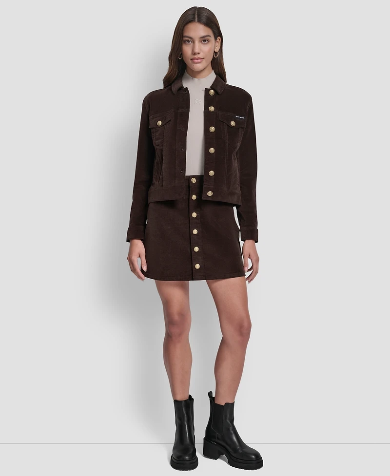 Dkny Jeans Women's High Rise Button Front Mini Skirt