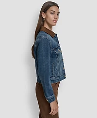 Dkny Jeans Women's Collared Trucker Jacket