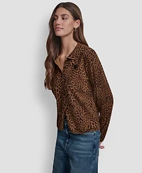 Dkny Jeans Women's Mini Leopard Print Cardigan Top - On9