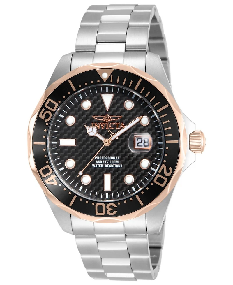 Invicta Men's 12567 Pro Diver Quartz 3 Hand Black Dial Watch