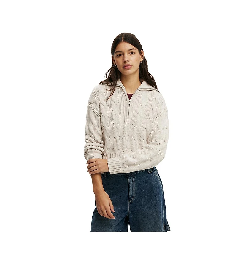 Cotton On Women's Cable Half Zip Pullover