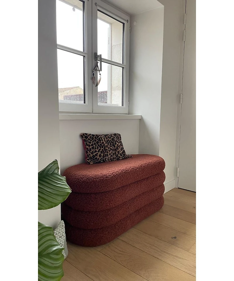 Nordlys - Terracotta Boucle Storage Bench Modern Design Style Upholstery Entry