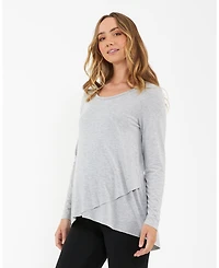 Ripe Maternity Comfortable Raw Edge Nursing Top Silver Marle