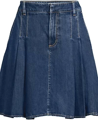 Lands' End Women's Lightweight Denim Mid Rise Pleated Above the Knee Skirt