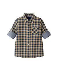 Andy & Evan Toddler Boys Toddler/Child Blue Plaid Two Faced Buttondown