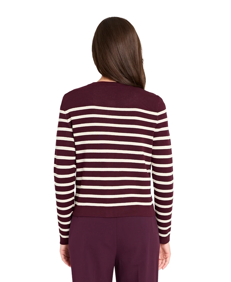 Tahari Asl Women's Long Sleeve Button Sweater