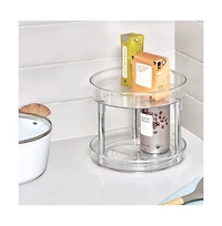 iDesign 9-Inch Recycled Plastic 2-Tier Lazy Susan Organizer - Clear/Chrome