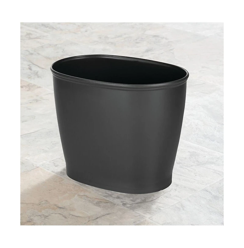 iDesign Small Oval Plastic Bathroom Trash Can, Set of 2