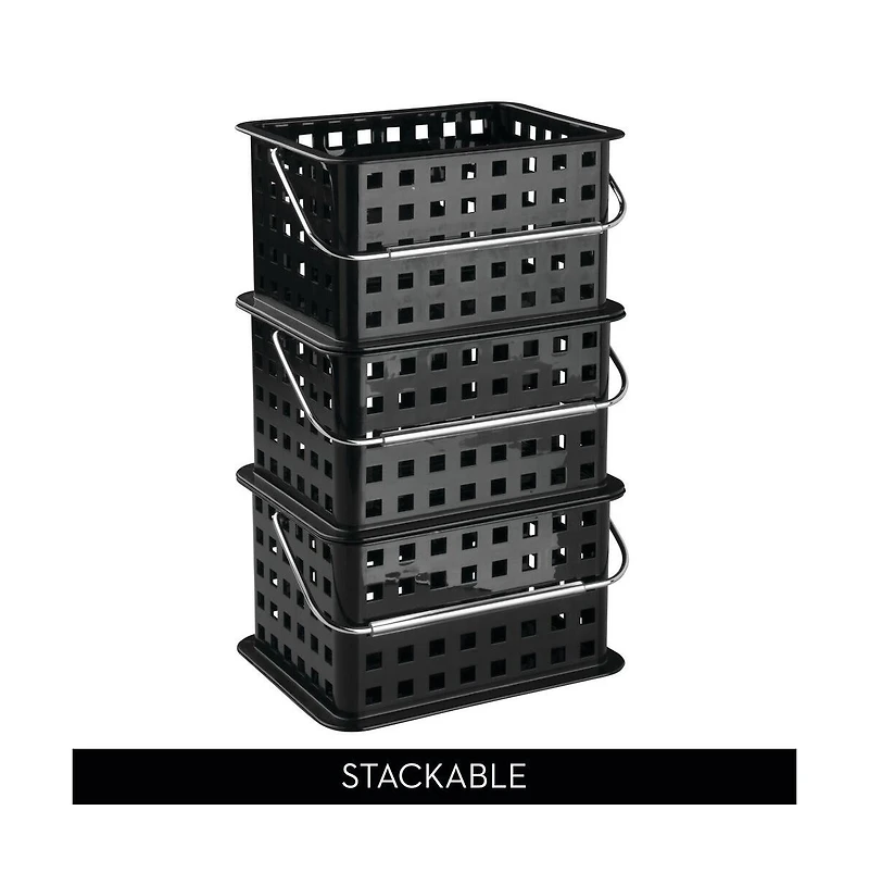 iDesign Small Stackable Shower Caddy Basket, Set of 3, Black, Made in Usa