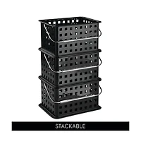iDesign Small Stackable Shower Caddy Basket, Set of 3, Black, Made in Usa
