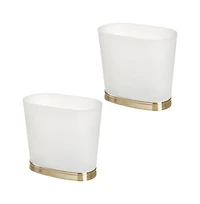 iDesign Small Oval Bathroom Trash Can, Set of 2, Frost/Soft Brass, Made in Usa
