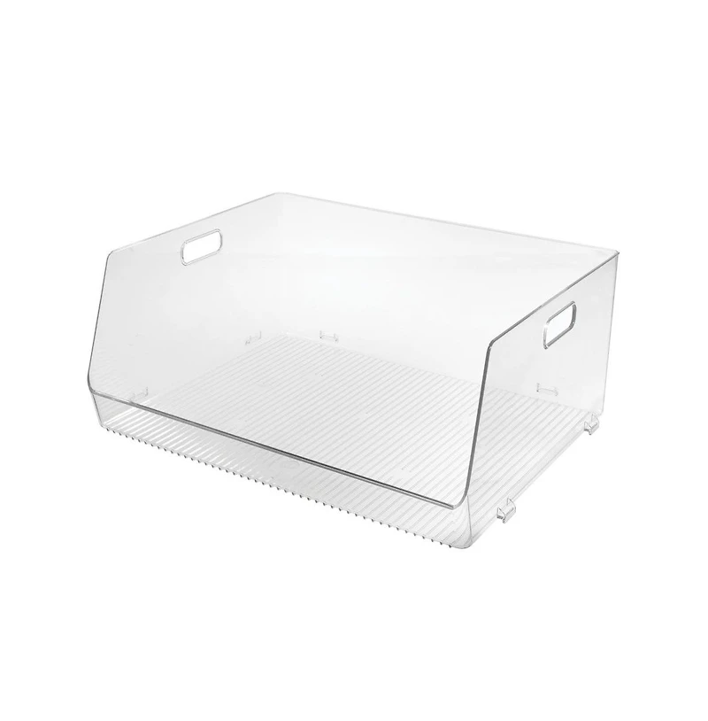 iDesign Stackable Open-Front Storage Bin with Handles - Clear - Made in Usa