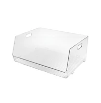 iDesign Stackable Open-Front Storage Bin with Handles - Clear - Made in Usa