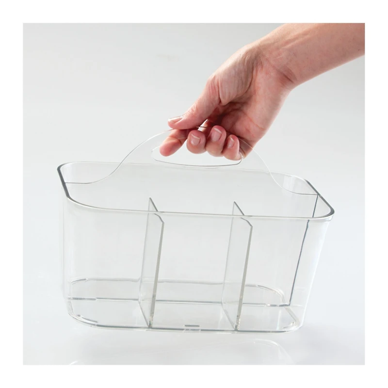 mDesign Small Plastic Divided Cosmetic Storage Organizer Caddy Tote Bin - Clear, Usa Made
