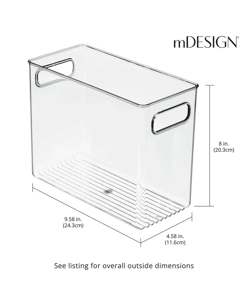 mDesign Tall Plastic Kitchen Food Storage Organizer Bin, Handles, 4 Pack - Clear
