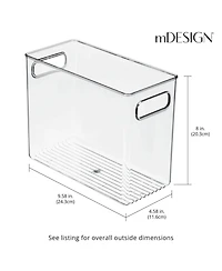 mDesign Tall Plastic Kitchen Food Storage Organizer Bin, Handles, 4 Pack - Clear