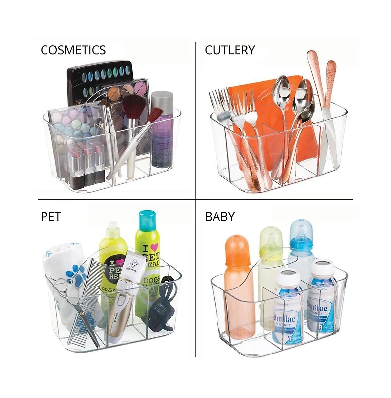mDesign Plastic Craft & Sewing Storage Organizer Caddy Tote Bin - 2 Pack - Clear