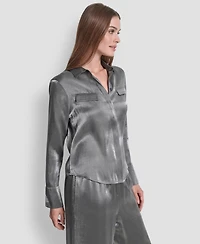 Dkny Women's Pocket Detail Long Sleeve Top