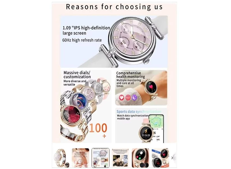 Ruxing Smart Vasip Smart Watch Women 1.09 Inch Hd Screen Custom Watch Face Sports Fitness Tracker Bluetooth Call Lady Smartwatch