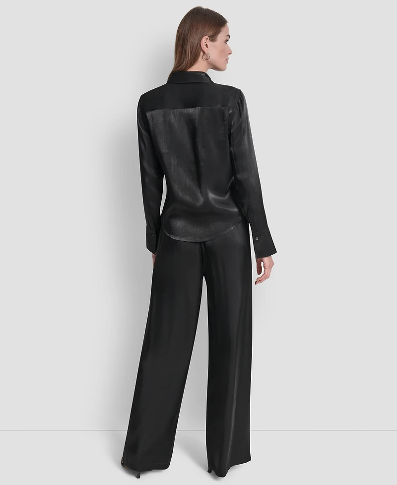 Dkny Women's Pocket Detail Long Sleeve Top