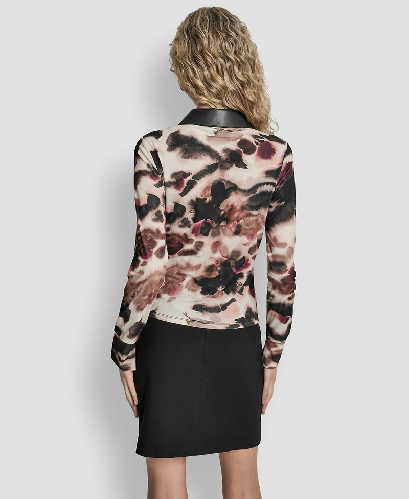Dkny Women's Long Sleeve Button Front Top