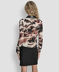 Dkny Women's Long Sleeve Button Front Top