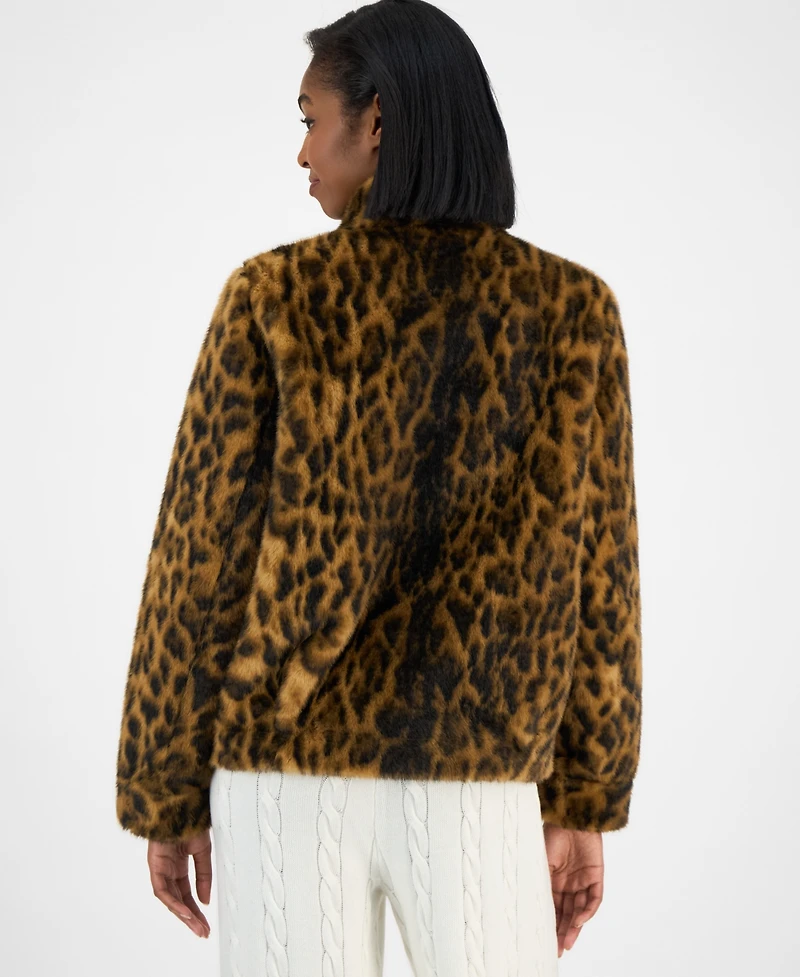 Guess Women's Luna Leopard Faux Fur Jacket