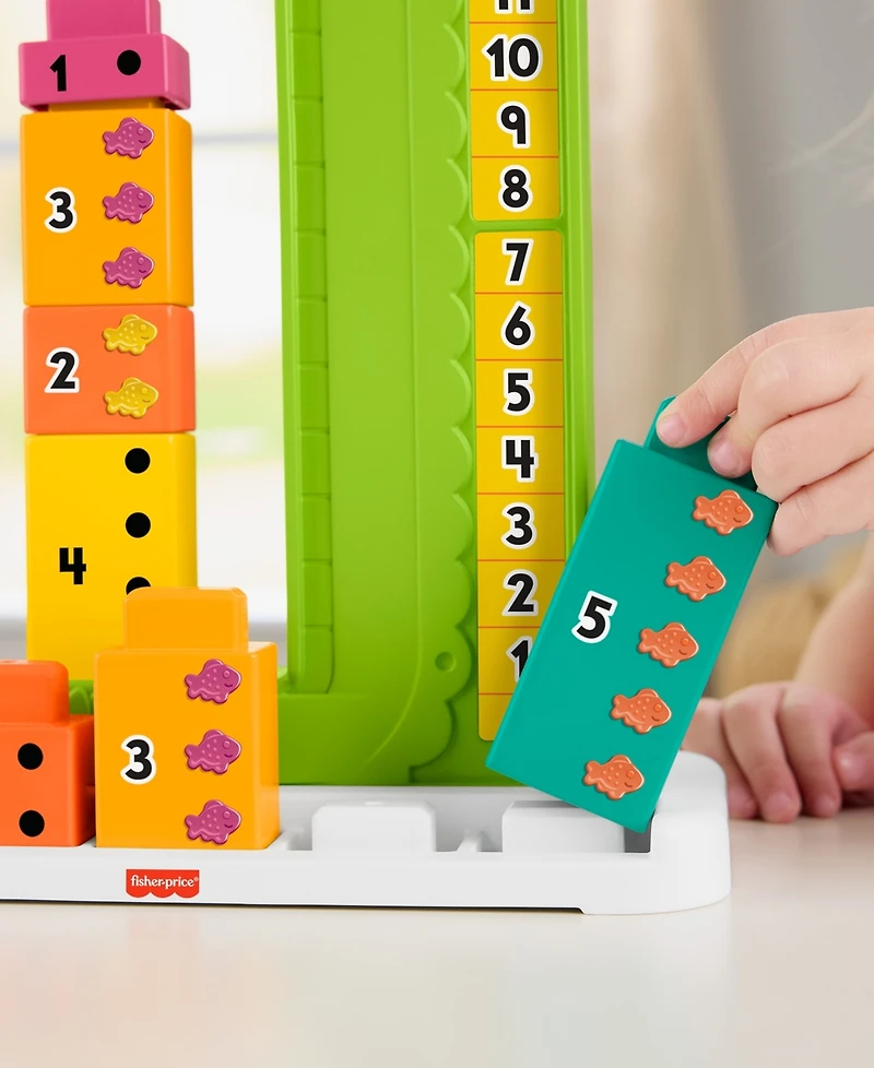 Fisher Price Adding Alligator Educational Toy Stacking Blocks, 10 pieces