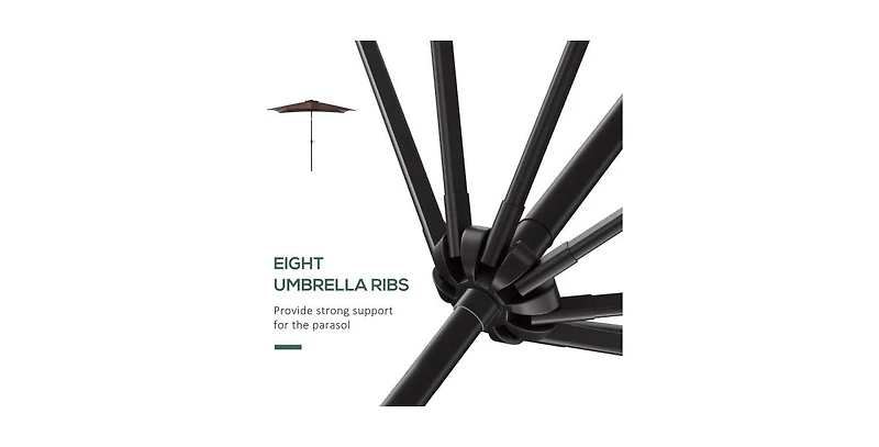 9 Foot Solar Led Patio Umbrella with Tilt and Crank