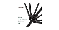 9 Foot Solar Led Patio Umbrella with Tilt and Crank