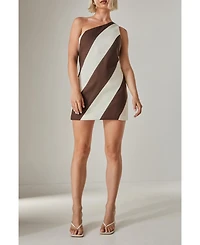 Nasty Gal Women's Stripe One Shoulder Tailored Mini Dress