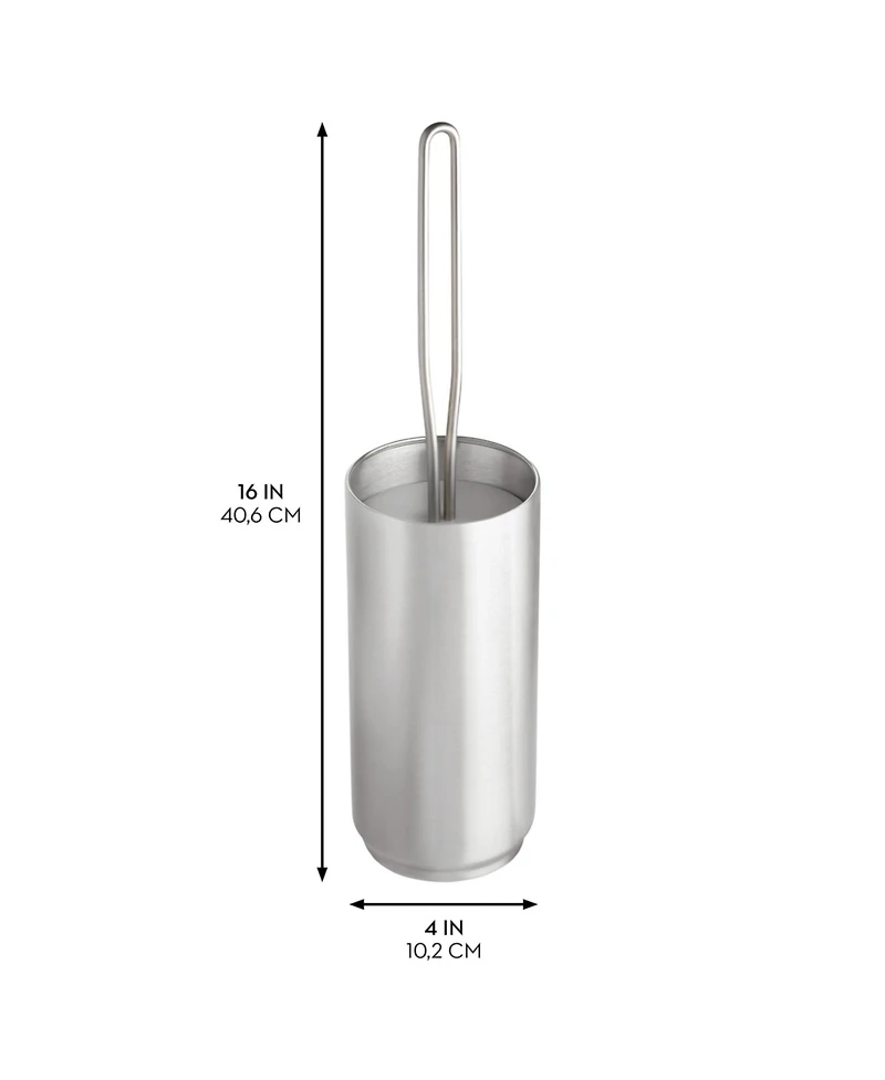 iDesign Stainless Steel Toilet Brush and Holder for Bathroom - Brushed