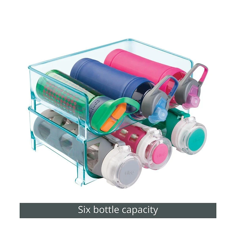 mDesign Plastic Free-Standing Stackable 3 Bottle Storage Rack, 2 Pack, Blue Tint, Usa Made