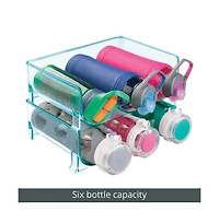 mDesign Plastic Free-Standing Stackable 3 Bottle Storage Rack, 2 Pack, Blue Tint, Usa Made