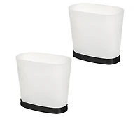 iDesign Small Oval Bathroom Trash Can, Set of 2, Frost/Matte Black