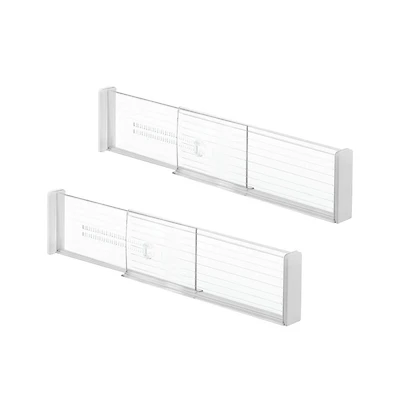 iDesign Plastic Adjustable Drawer Dividers - Set of 2 - Clear