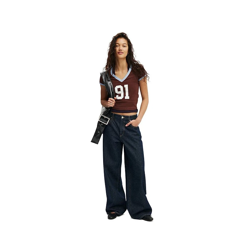 Cotton On Women's V Neck Retro Baby Graphic Tee