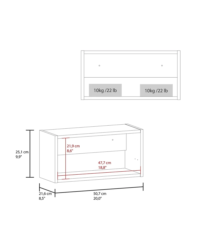 Fm Furniture Coolidge Pull-Up Wall Cabinet, Compact Design, Single Shelf, Modern Style, White