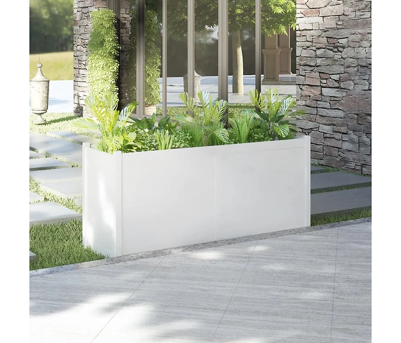 Garden Planter White Solid Pinewood Large Durable