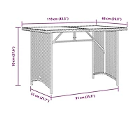 Garden Table Beige Pe rattan, powder-coated steel, tempered glass