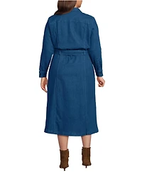 Lands' End Plus Soft Denim Midi Shirt Dress