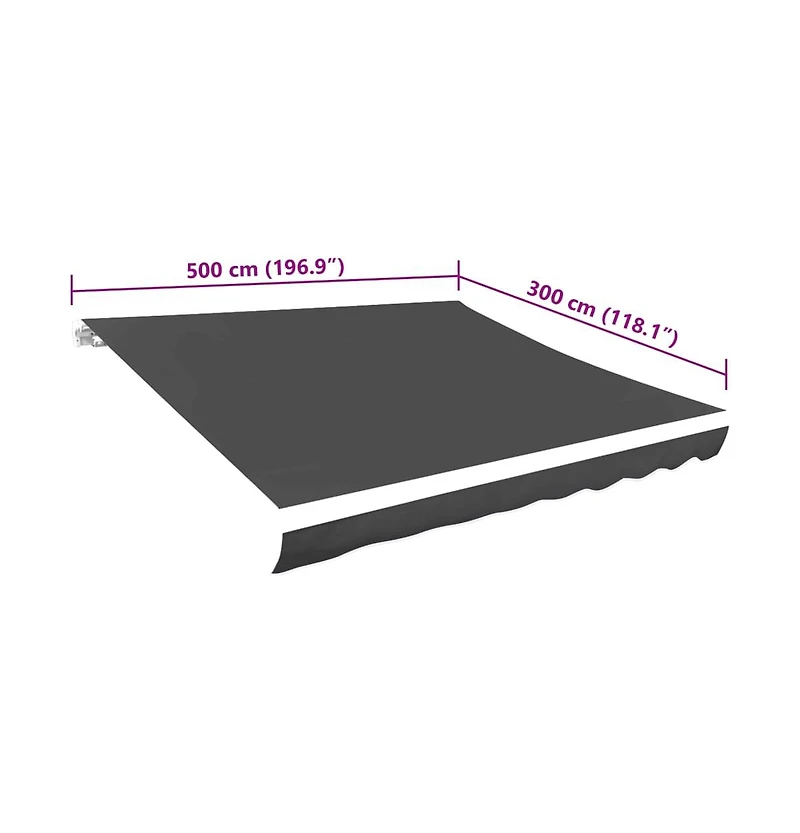 vidaXL Awning Anthracite Polyester with Pu coating 500x300 inches