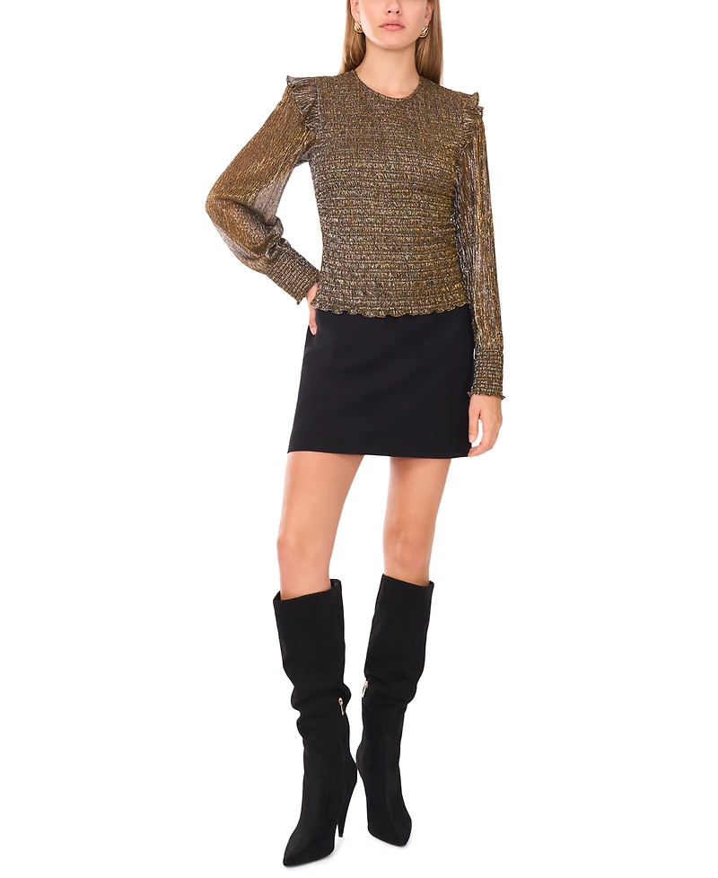 1.state Women's Long Sleeve Smocked Body Blouse